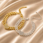 Chaîne de cheville Cœur Papillon pour Femme – Plaqué Or/Argent