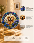Custom Photo Stained Glass Portrait Dog Cat Family - Personalized Stained Glass Window Hanging Suncatcher