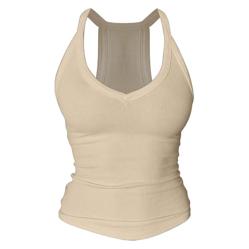 V-Neck Shelf Bra Racerback Tank Top