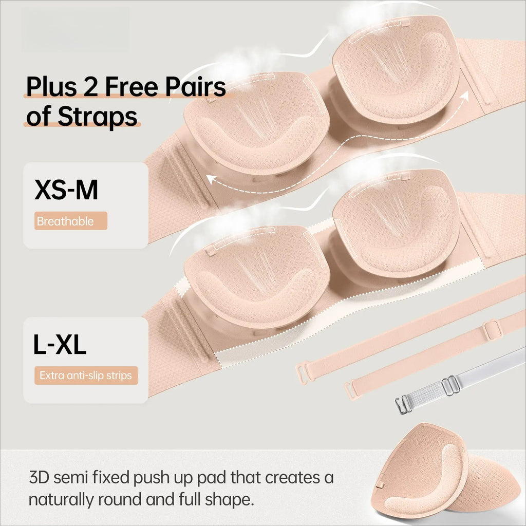 Women's Seamless Strapless Bra | Wireless Non-Slip Bandeau