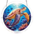 Attrape-soleil lumineux tortue marine – Décoration de fenêtre en acrylique