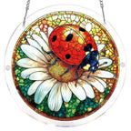 Coccinelle sur Margueritte Capteur de Lumière-Art de Fenêtre en Acrylique