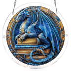 Attrape-lumière Dragon Realm Library-Art acrylique pour fenêtre