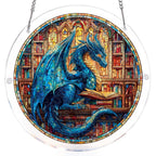 Le vitrail attrape-lumière "Dragon Bleu" - Art mural en acrylique