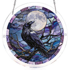 Attrape-soleil corbeau au clair de lune - Art de fenêtre en acrylique