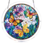 Attrape-soleil lumineux Papillons en fleurs – Art en acrylique pour fenêtre