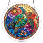 Attrape-lumière en verre teinté tortue de mer – Art de fenêtre en acrylique
