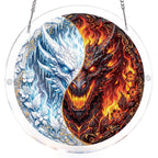 Attrape-soleil lumineux du Royaume des Dragons Jumeaux - Art de fenêtre en acrylique