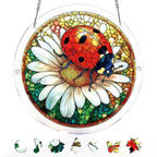 Coccinelle sur Margueritte Capteur de Lumière-Art de Fenêtre en Acrylique
