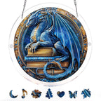 Attrape-lumière Dragon Realm Library-Art acrylique pour fenêtre