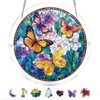 Attrape-soleil lumineux Papillons en fleurs – Art en acrylique pour fenêtre