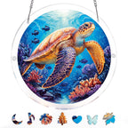 Attrape-soleil lumineux tortue marine – Décoration de fenêtre en acrylique