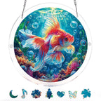 Attrape-soleil doré Starflame en forme de poisson rouge - Décoration de fenêtre en acrylique