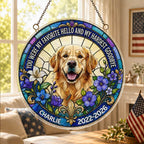 Custom Photo Stained Glass Portrait Dog Cat Family - Personalized Stained Glass Window Hanging Suncatcher