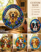 Custom Photo Stained Glass Portrait Dog Cat Family - Personalized Stained Glass Window Hanging Suncatcher