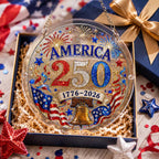 Décoration suspendue patriotique pour fenêtre, puzzle en acrylique America 250, attrape-soleil, ornement, 1776-2026, avec feux d'artifice