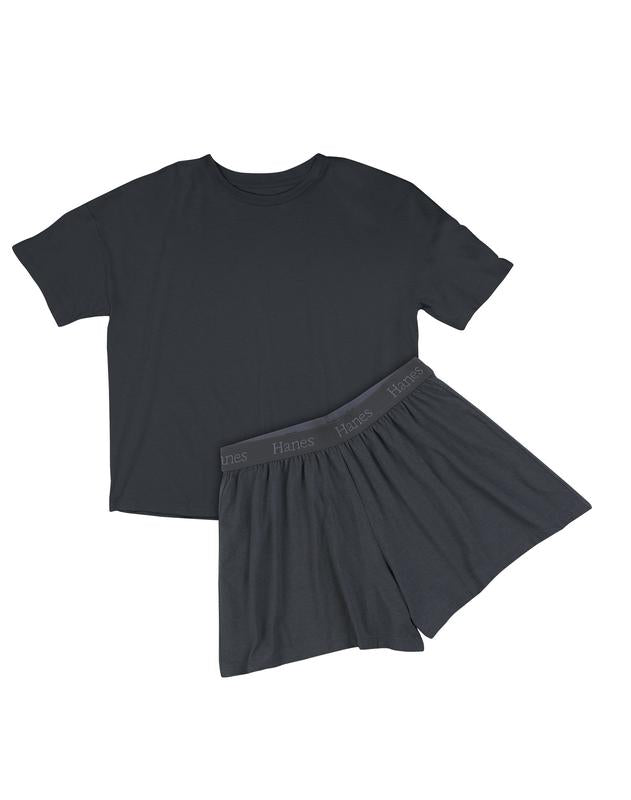 Women’s Bamboo-Blend Boxy Tee & High-Rise Shorts Pajama Set