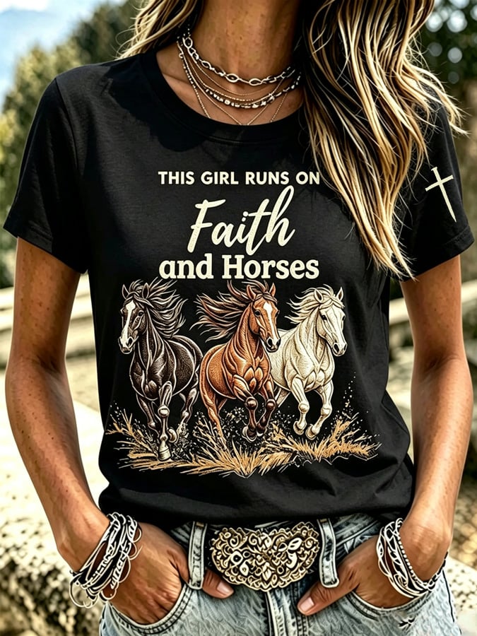 T-shirt vintage femme motif foi western