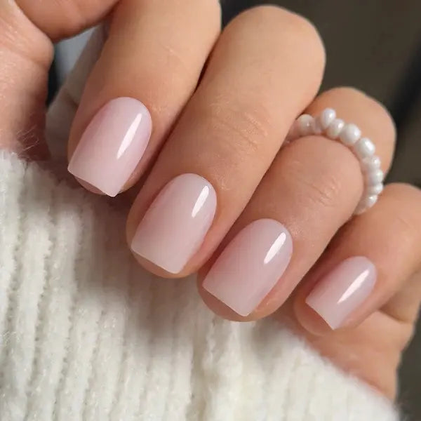 Lot de 30 faux ongles blush brillants – Manucure courte naturelle pour tous les jours