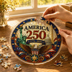 Ornement à suspendre en acrylique pour le 250e anniversaire de l'Amérique – Décor de capteur de soleil patriotique pour fenêtre 1776-2026