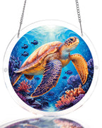 Attrape-soleil lumineux tortue marine – Décoration de fenêtre en acrylique