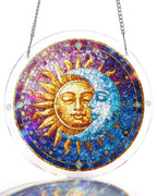 Attrape-soleil lumière harmonieuse Soleil et Lune - Décoration de fenêtre en acrylique