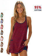 Mini-robe active rayée en 95 % coton pour femme avec short intégré et poches