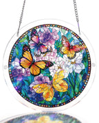 Attrape-soleil lumineux Papillons en fleurs – Art en acrylique pour fenêtre