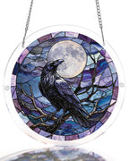 Attrape-soleil corbeau au clair de lune - Art de fenêtre en acrylique