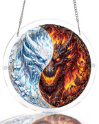 Attrape-soleil lumineux du Royaume des Dragons Jumeaux - Art de fenêtre en acrylique