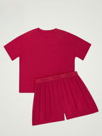 Ensemble de pyjama pour femme : T-shirt coupe droite et short taille haute en mélange de bambou
