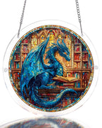 Le vitrail attrape-lumière "Dragon Bleu" - Art mural en acrylique