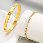 Set de bracelets-joncs et chaîne de tennis