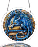 Attrape-lumière Dragon Realm Library-Art acrylique pour fenêtre