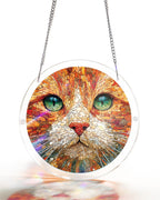 Attrape-soleil lumineux chat en pierre - Art acrylique pour fenêtre