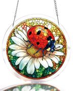 Coccinelle sur Margueritte Capteur de Lumière-Art de Fenêtre en Acrylique
