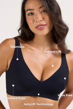 Soutien-gorge sans couture sans armatures push-up décolleté en V profond à coussinets en gel