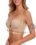 Soutien-gorge sans bretelles à double boucle avant pour femme | Soutien-gorge sans armature anti-glisse et maintien complet