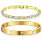 Set de bracelets-joncs et chaîne de tennis
