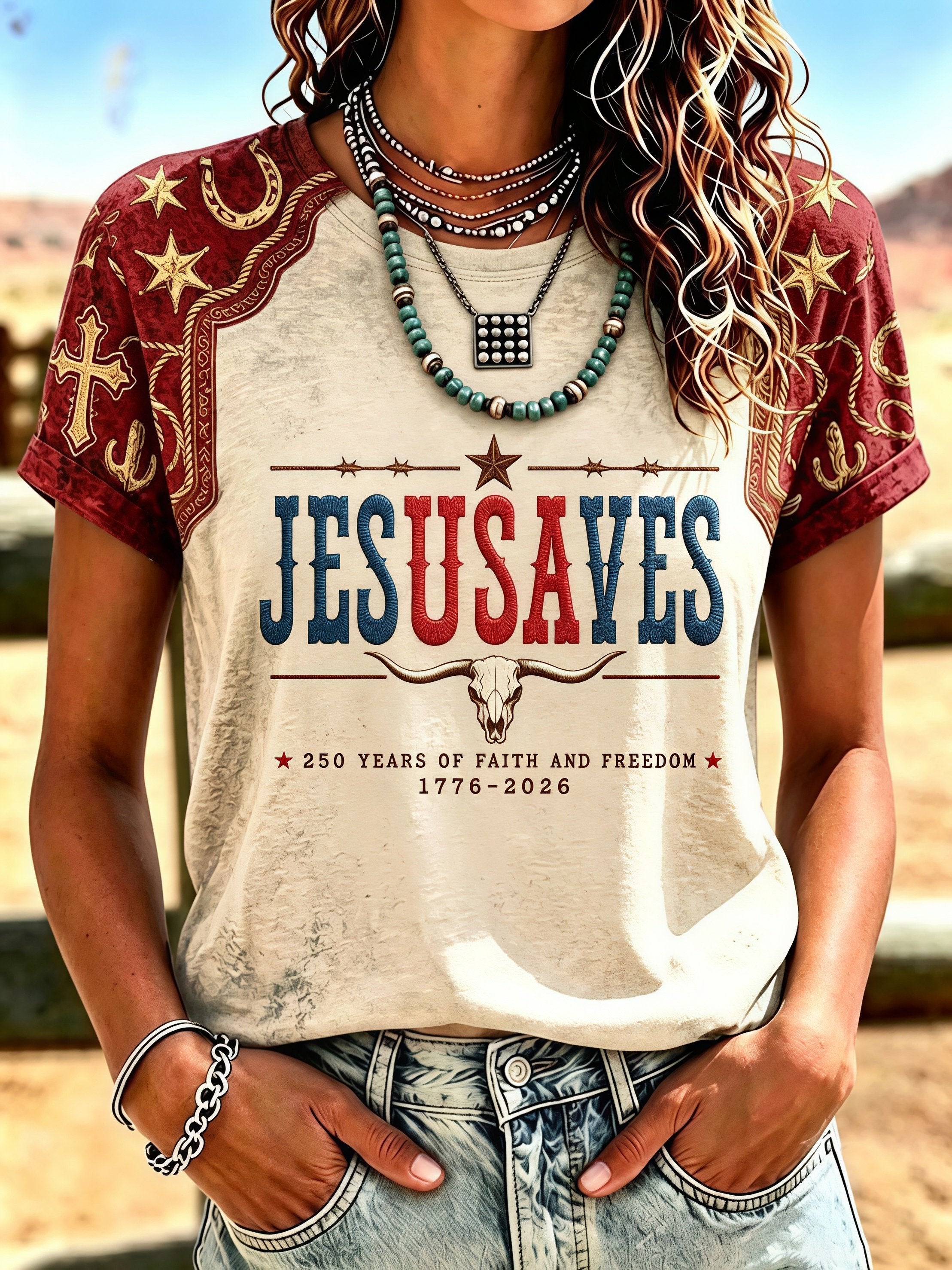 Women's Vintage Western Faith Print T-Shirt