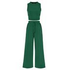 Ensemble crop top côtelé et pantalon large