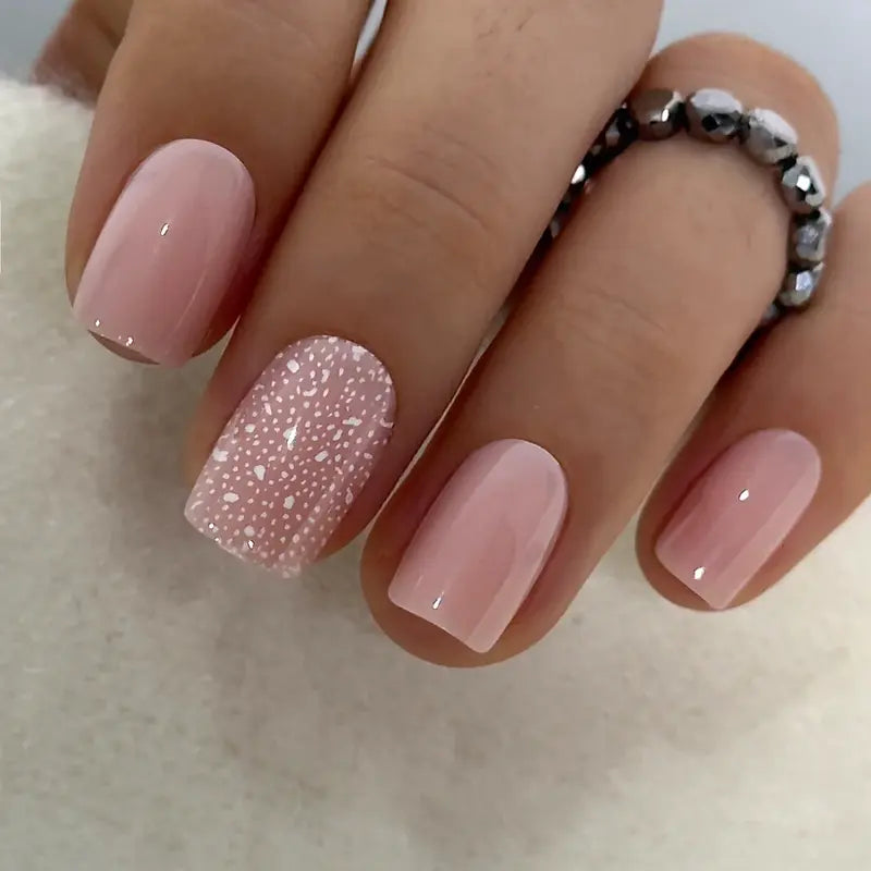 Lot de 30 faux ongles blush brillants – Manucure courte naturelle pour tous les jours