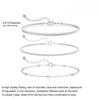 Set de chevillères superposées argentées et étanches pour femme