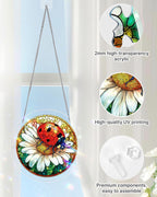 Coccinelle sur Margueritte Capteur de Lumière-Art de Fenêtre en Acrylique