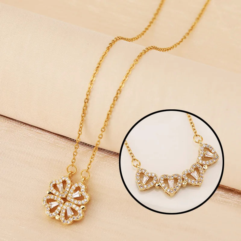Heart² x Heart² Necklace & Preserved Rose Set