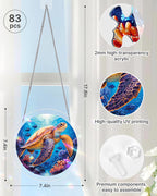 Attrape-soleil lumineux tortue marine – Décoration de fenêtre en acrylique
