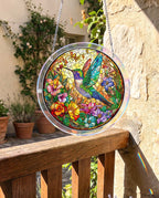 Attrape-soleil en acrylique - Colibri en fleurs