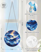 Attrape-soleil lumineux des baleines jumelles du cosmos – Décoration de fenêtre en acrylique