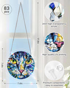 Attrape-soleil lumineux chat mosaïque - Art acrylique pour fenêtre