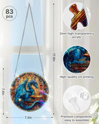 Le vitrail attrape-lumière "Dragon Bleu" - Art mural en acrylique